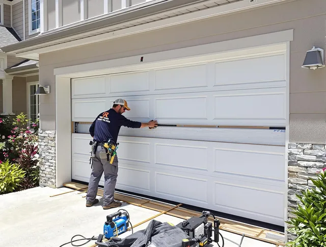 New Albany Garage Door Repair team performing complete garage door replacement at New Albany residence